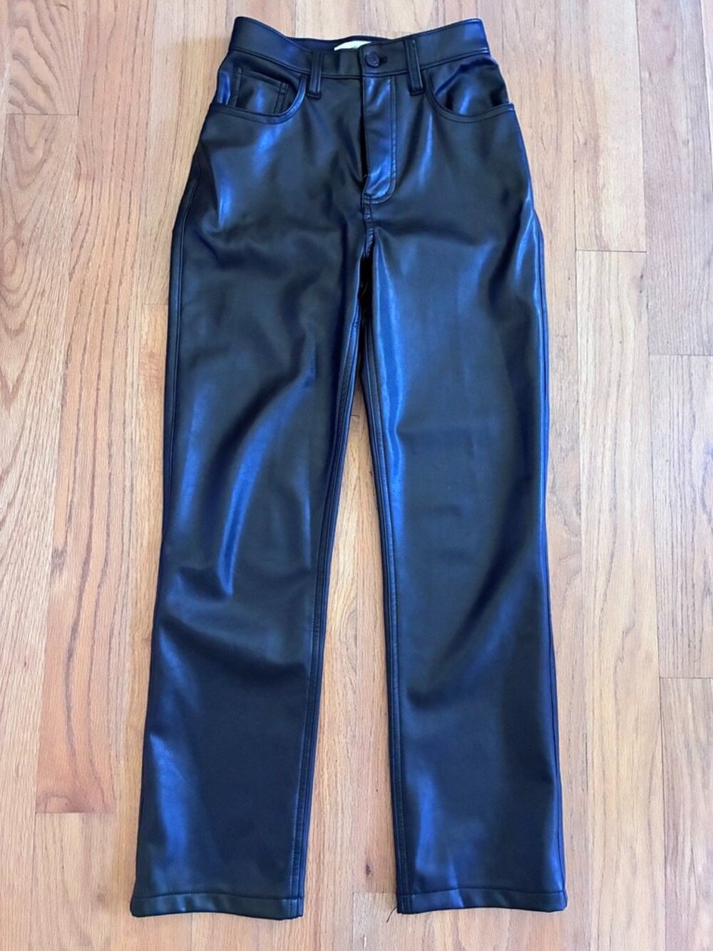 Abercrombie & Fitch 90s Straight Ultra High Rise Vegan Leather Pants Size 24 (00